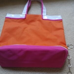 Estee Lauder Vibrant Orange and Pink Tote.